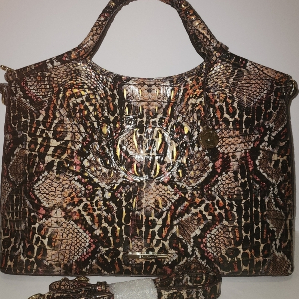 Brahmin Multicolor Snake Print Shoulder Bag and Wallet.